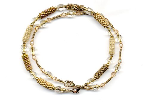 Gold Lined Glass Peyote Seed Bead Bracelet